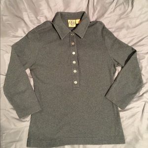 Tory Burch Thick Knit Polo Top 3/4 Sleeve L